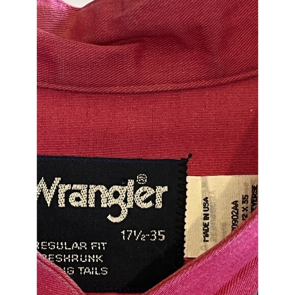 Wrangler Brushpopper Vintage Shirt Caped Band Collar Mens Sz 17 1/2-35 SZ XL - Picture 7 of 9